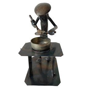 Roland metal sculpture "Cooking" Chef spike art apron Made in USA